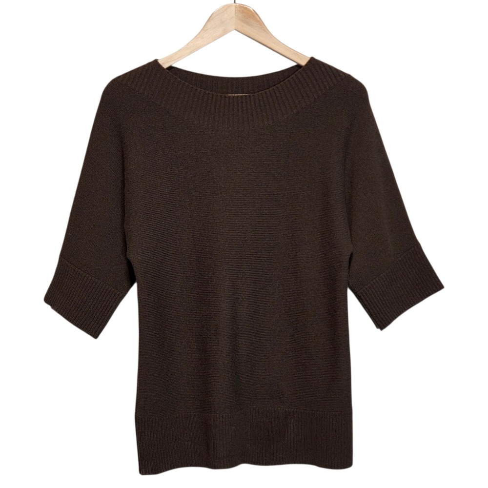 Luigi Baldo Brown Wool Cashmere Boat Neck Sweater Classic Luxe Capsule Womens‎ S